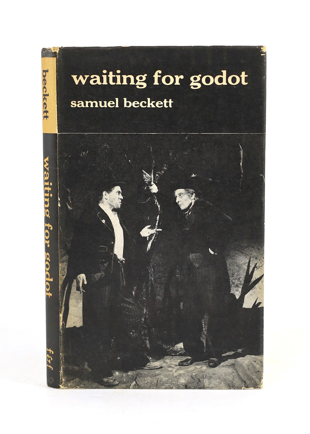 Beckett, Samuel - Waiting for Godot, a Tragicomedy in Two Acts, 1st British edition, 8vo, yellow cloth in unclipped d/j, a review copy, with publishers and review note, Faber and Faber, London, 1956